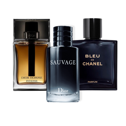 Kit de 3 perfumes Sauvage Dior, Bleu de Chanel y Dior Homme Intense 100 ml