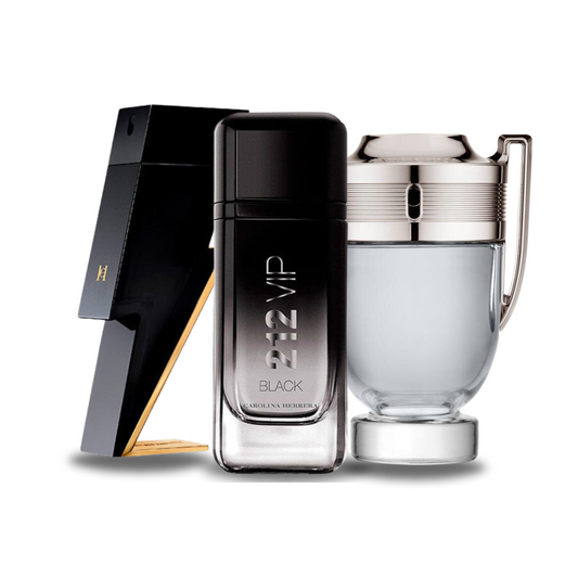 Kit de 3 perfumes Bad Boy, 212 VIP Black y Paco Rabanne Invictus (Eau de Parfum) 100 ml